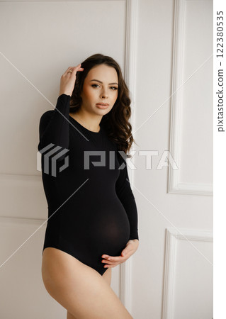 Expectant Mother Embracing Pregnancy Journey 122380535