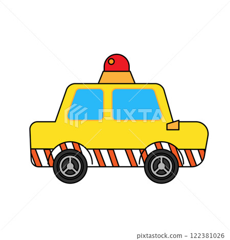 Illustration of a patrol car running on a highway 122381026