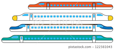 Set of Japanese bullet train illustrations Set of Japanese bullet train illustrations 122381043