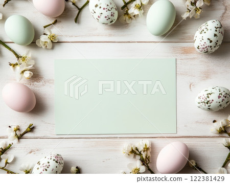 Elegant Easter shopping list template with pastel decor for spring celebrations 122381429