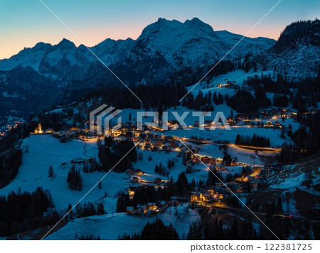 Aerial drone view of the Colle Santa Lucia commune in Italy Aerial drone view of the Colle Santa Lucia commune in Italy 122381725