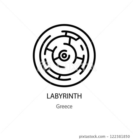 Labyrinth outline icon. line black labyrinth icon, simple element from editable concept. Maze design isolated stroke on white background. 122381850