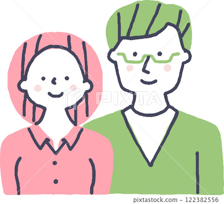 Young man and woman facing forward 122382556