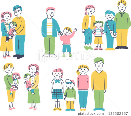 年輕家庭的簡單插圖集 122382567