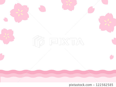 Spring background illustration of cherry blossoms and petals 122382585