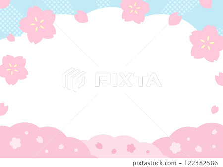 Spring background illustration of cherry blossoms and petals 02 122382586