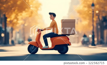 Package Delivery With Motorcycle animation Package Delivery With Motorcycle animation 122382715