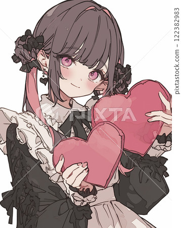 情人節送上手工巧克力的女人的插圖 122382983