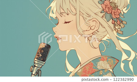 穿著和服的女人在唱歌 穿著和服的女人在唱歌 122382990