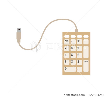 Illustration material of a numeric keypad connected to a USB 122383246