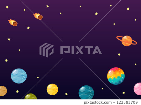 Background material 09 of colorful planets floating in space 122383709