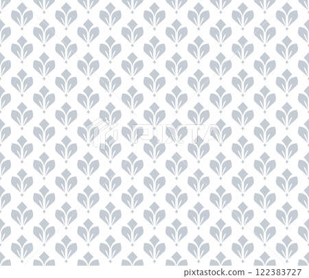 Flower geometric pattern. Seamless vector background. White and gray ornament. Ornament for fabric, wallpaper, packaging. Decorative print 122383727