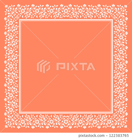 Decorative frame Elegant vector element for design in Eastern style, place for text. Floral pink and white border. Lace illustration for invitations and greeting cards 122383765