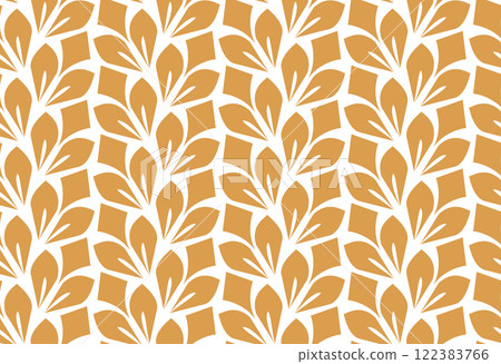 Flower geometric pattern. Seamless vector background. White and golden ornament 122383766