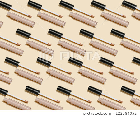 A Trendy Cosmetic Packaging Pattern Background of Makeup Products A Trendy Cosmetic Packaging Pattern Background of Makeup Products 122384052