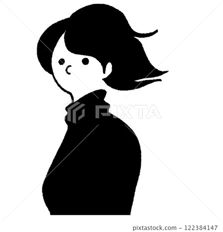 年輕女性輪廓向量線圖 122384147