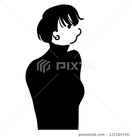 狼切女性輪廓高領向量線圖 122384149