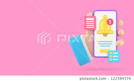 Smartphone reminder application notification banner copy space vector illustration Smartphone reminder application notification banner copy space vector illustration 122384374