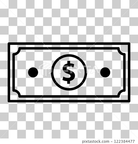 Paper dollar on transparent background. Dollar Bill symbol. Money transparency logo. Bank Note dollar sign. flat style. Paper dollar on transparent background. Dollar Bill symbol. Money transparency logo. Bank Note dollar sign. flat style. 122384477