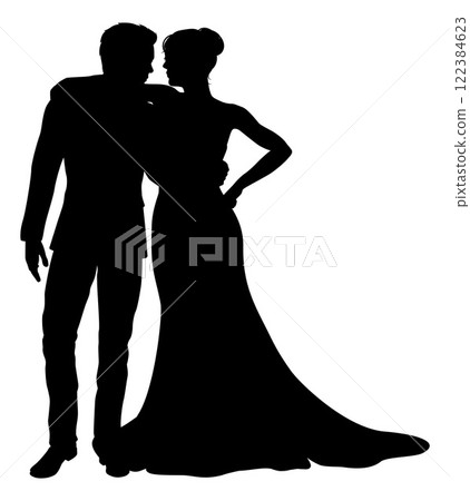 Bride And Groom Couple Wedding Dress Silhouettes Bride And Groom Couple Wedding Dress Silhouettes 122384623