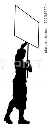 Protest Rally March Picket Sign Silhouette Person Protest Rally March Picket Sign Silhouette Person 122384724