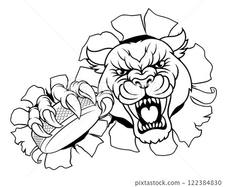 Panther Leopard Cougar Wildcat Hockey Team Mascot Panther Leopard Cougar Wildcat Hockey Team Mascot 122384830