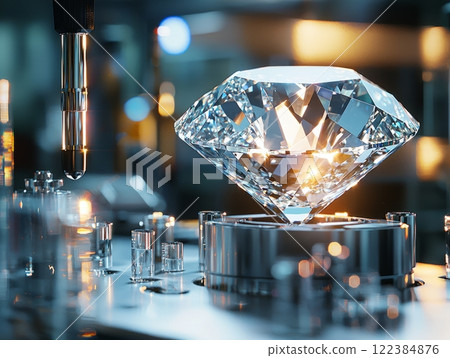 Close-up of a radiant flawless laboratory-grown diamond 122384876