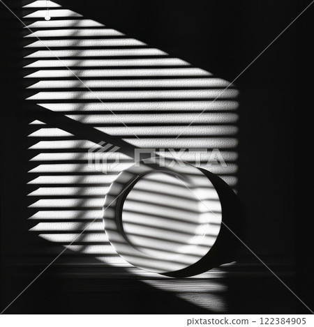 Minimalist Monochrome Plate with Shadows and Light Stripes 122384905