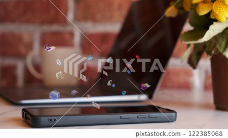 Omni channel technology of online retail business method. Multichannel marketing on social media network platform offer service of internet payment channel, online retail shopping and omni digital app Omni channel technology of online retail business method. Multichannel marketing on social media network platform offer service of internet payment channel, online retail shopping and omni digital app 122385068