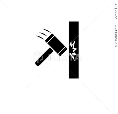 Hammer Crash, Knock Solid Flat Vector Icon Isolated on White Background 122385123