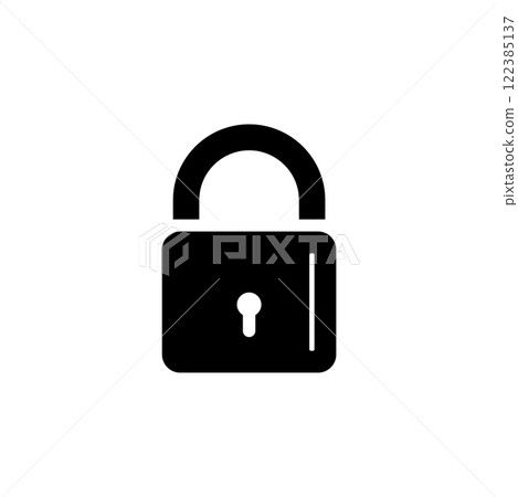 Closed Lock, Mechanical Padlock Solid Flat Vector Icon Isolated on White Background Closed Lock, Mechanical Padlock Solid Flat Vector Icon Isolated on White Background 122385137
