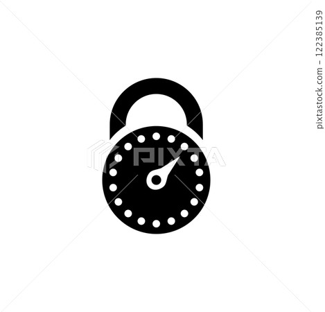 Combination Lock, Password Padlock Solid Flat Vector Icon Isolated on White Background 122385139