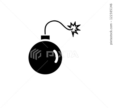 Fire Bomb, Explosive Military Weapon Solid Flat Vector Icon Isolated on White Background 122385146