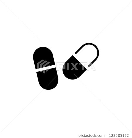 Medical Pills, Pharmaceutical Capsule, Drugs Solid Flat Vector Icon Isolated on White Background Medical Pills, Pharmaceutical Capsule, Drugs Solid Flat Vector Icon Isolated on White Background 122385152