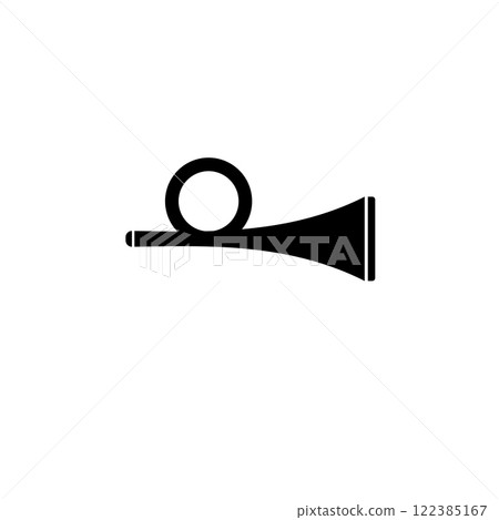 Post Horn, Music Brass Instrument, Trumpet Solid Flat Vector Icon Isolated on White Background 122385167