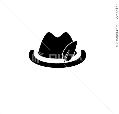 Traditional Hunter Hat with Feather Solid Flat Vector Icon Isolated on White Background 122385168