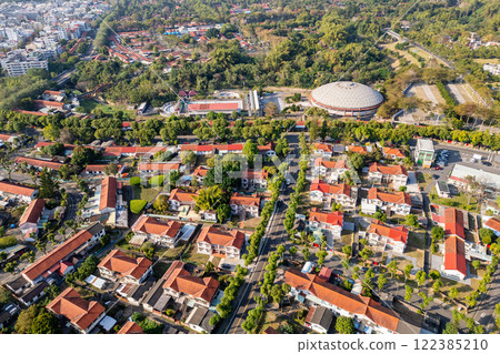 Aerial view of Zhongxing New Village in Nantou County, Taiwan 122385210