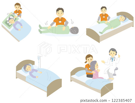 探訪護理服務內容_5幅剪插圖集_透明白色背景 探訪護理服務內容_5幅剪插圖集_透明白色背景 122385407