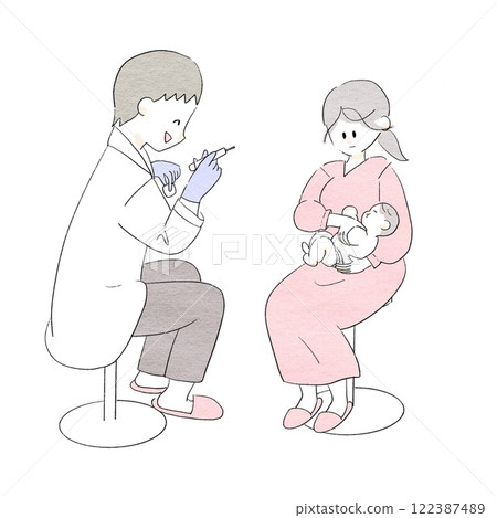 A baby who came for a vaccination but was asleep 122387489