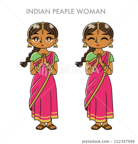 穿著紗麗的女人的插圖 122387998