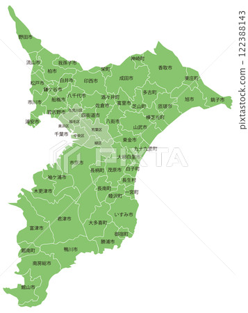Dividable map of Chiba prefecture with ward, city, town and village names Dividable map of Chiba prefecture with ward, city, town and village names 122388143