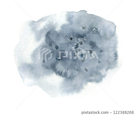 Pale light gray expressive watercolour textured round stain. Abstract watercolor blob for storm cloud concept, snow thunderstorm background Pale light gray expressive watercolour textured round stain. Abstract watercolor blob for storm cloud concept, snow thunderstorm background 122388208