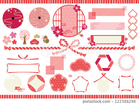Cute Japanese spring materials 122388298