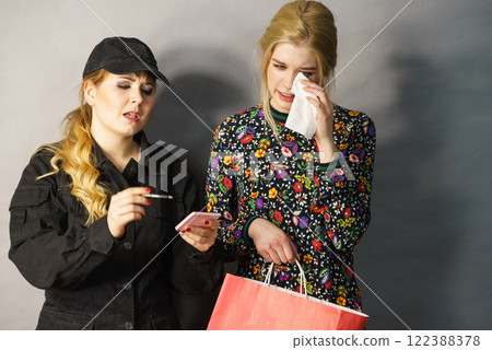 Security guard and shoplifter. 122388378