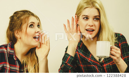Female friends gossiping together 122388428