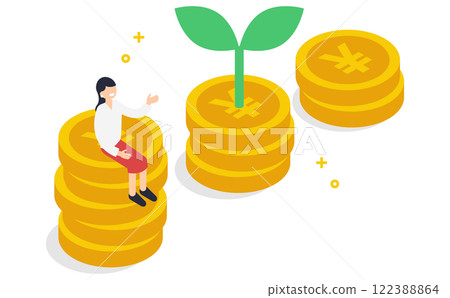Illustration of money with successful investment and asset management 122388864