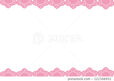A lace frame with a bluish pink heart pattern 122388952