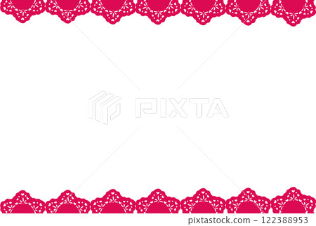 Bright pink heart patterned lace frame 122388953