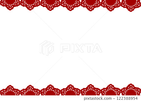 Lace frame with red heart pattern 122388954