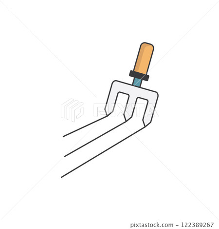 Garden shovel creating three neat rows in soil Garden shovel creating three neat rows in soil 122389267